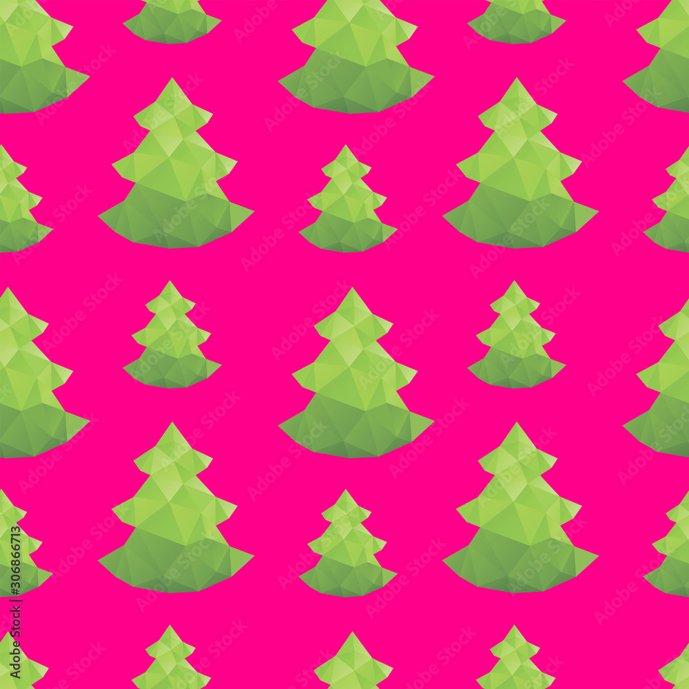 Christmas tree triangle shape seamless pattern backgrounds. Merry Christmas, Happy New Year  wrapping paper template. Polygonal design illustration. 
