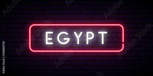 Egypt neon sign. Bright light signboard. Vector banner.