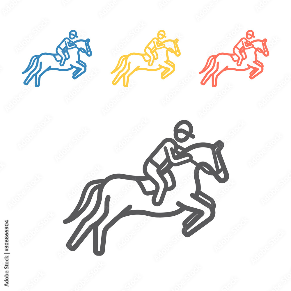 Horse rider line icon. Vector sport signs for web graphics.