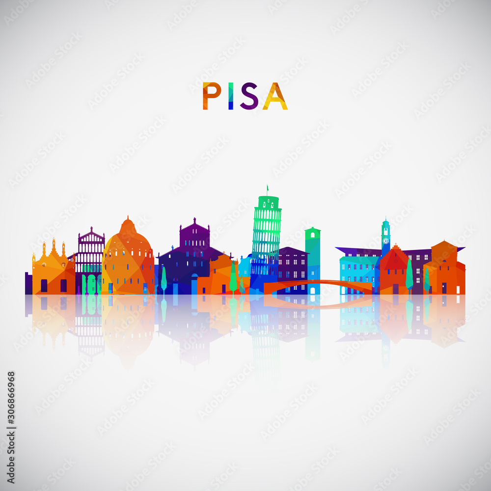 Pisa skyline silhouette in colorful geometric style. Symbol for your design. Vector illustration.