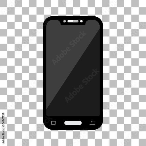 Mobile phone with a blank screen and flat style with a white back screen. mock-up template design, smartphone icon. Vector illustration element