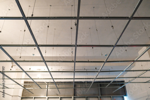 the installation of suspended ceiling at the construction site