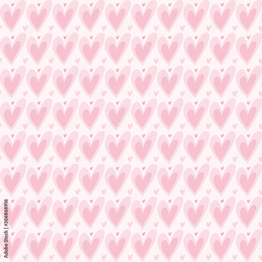 Lovely pink heart shape illustration seamless pattern