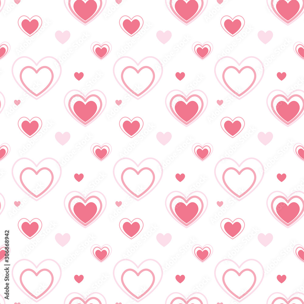 Lovely pink heart shape illustration seamless pattern