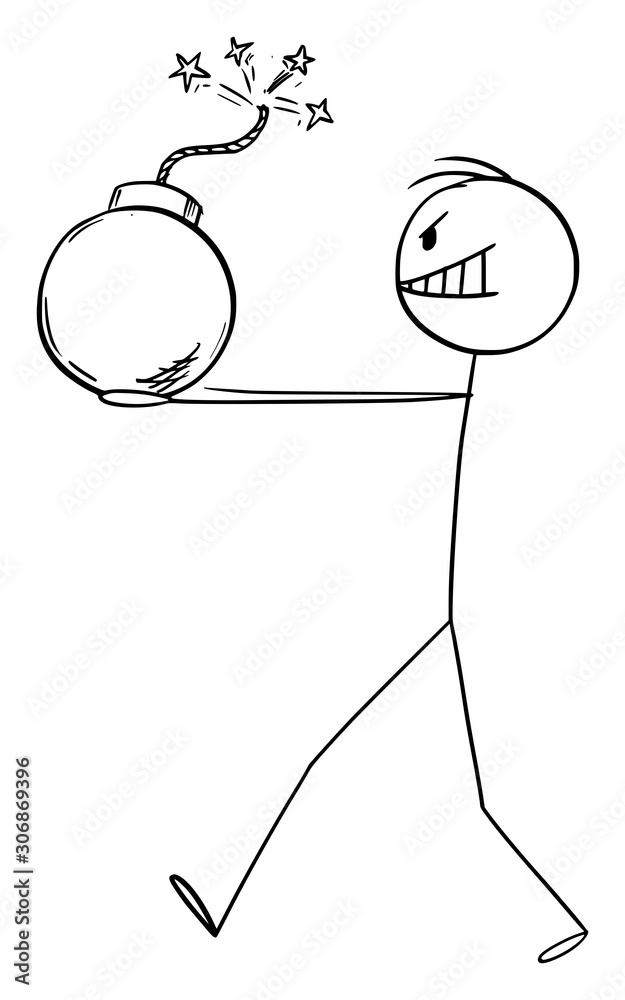 Vector cartoon stick figure drawing conceptual illustration of walking