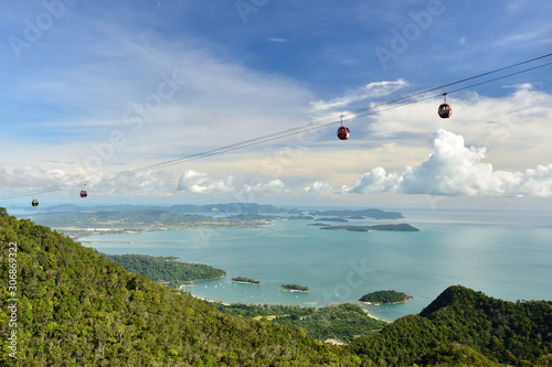 Malaysia, Langkawi view on  Cable Car on top of the Machinchang mountain.