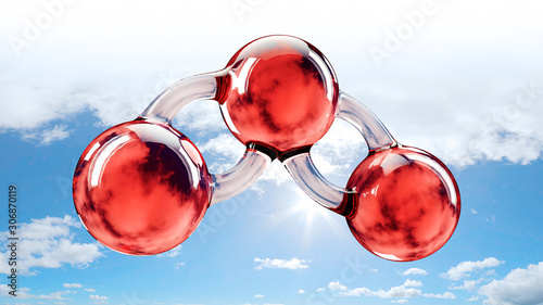 Obraz na plátně 3d Rendering of a carbon dioxide molecule, clipping path included