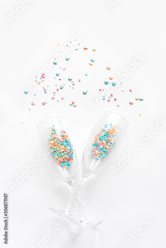 Champagne glasses with sugar sprinkles