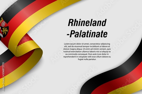 Waving ribbon or banner with flag State of Germany