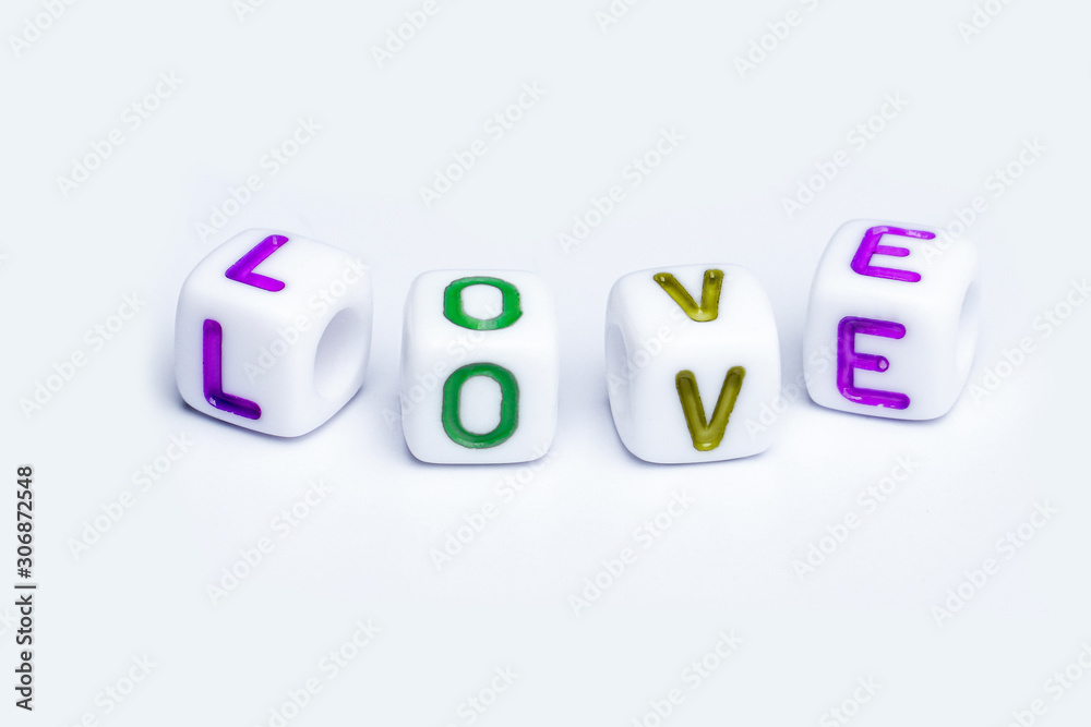 Love message on white background, The word Love message on white background, The word