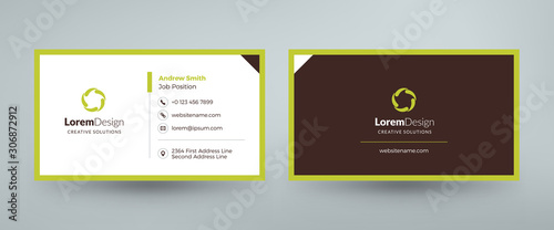 Creative and clean corporate business card template. Vector illustration. Stationery design