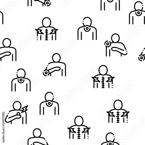 Body Ache Seamless Pattern Vector Thin Line. Illustrations