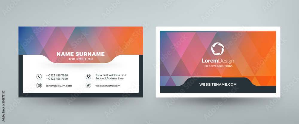 Creative and clean corporate business card template. Vector illustration. Stationery design