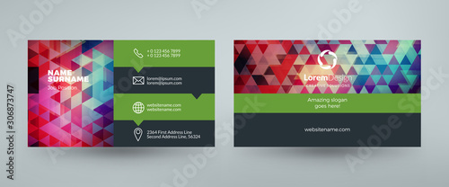 Creative and clean corporate business card template. Vector illustration. Stationery design