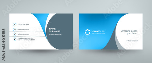 Creative and clean corporate business card template. Vector illustration. Stationery design