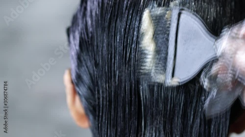 hair coloring, applying hair dye close-up