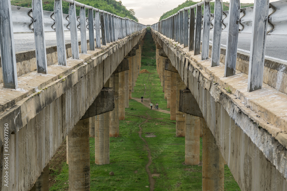 Obraz premium Reunification Highway, interior on two Highway lanes, North Korea
