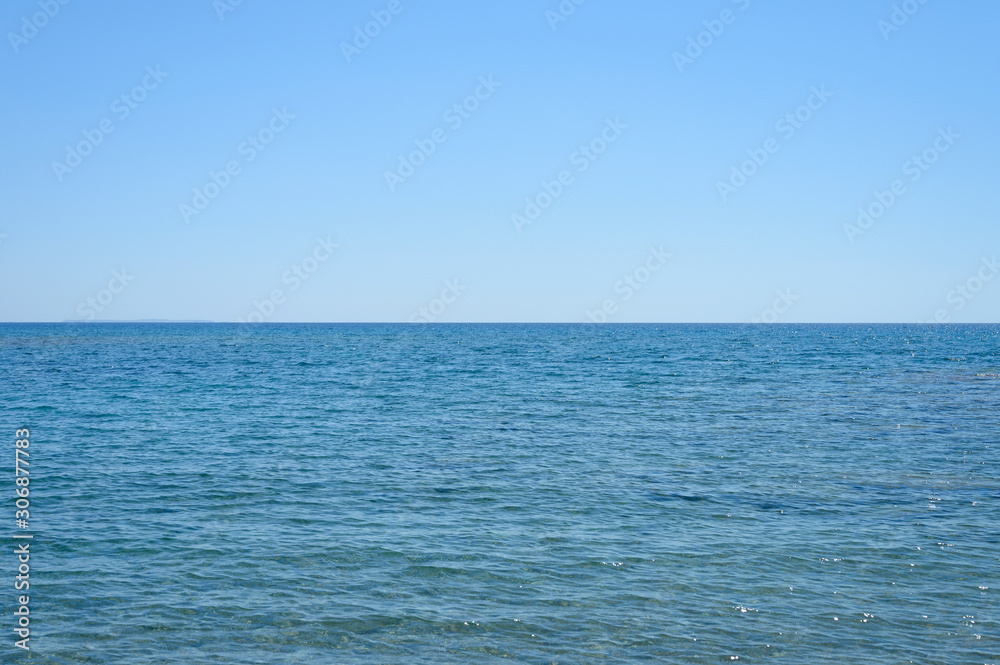 Seascape. Beautiful landscape horizon with sea and clear sky. Outdoor activity in the nature