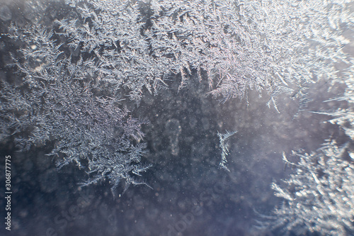 snow pattern on the glass from frost