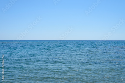 Seascape. Beautiful landscape horizon with sea and clear sky. Outdoor activity in the nature © Ksenia