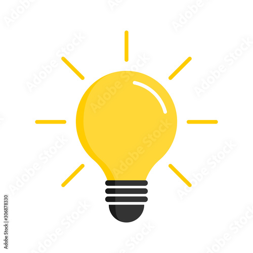 Light bulb icon. Light bulb vector icon. Idea icon. Lamp concept. Light bulb, isolated on white background in modern simple flat design. Vector