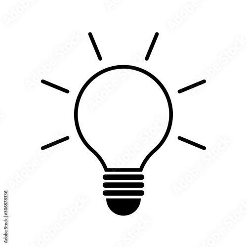 Icon Light Bulb, isolated on white background. Idea icon. Lamp concept. Light bulb vector icon in modern simple line style for web design. Light bulb black icon. Vector