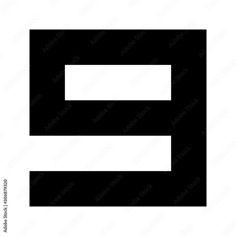 Letters and numbers - simple square font - black number 9 - vector Letters and numbers - simple square font - black number 9 - vector