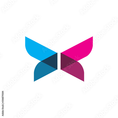 color x butterfly logo design