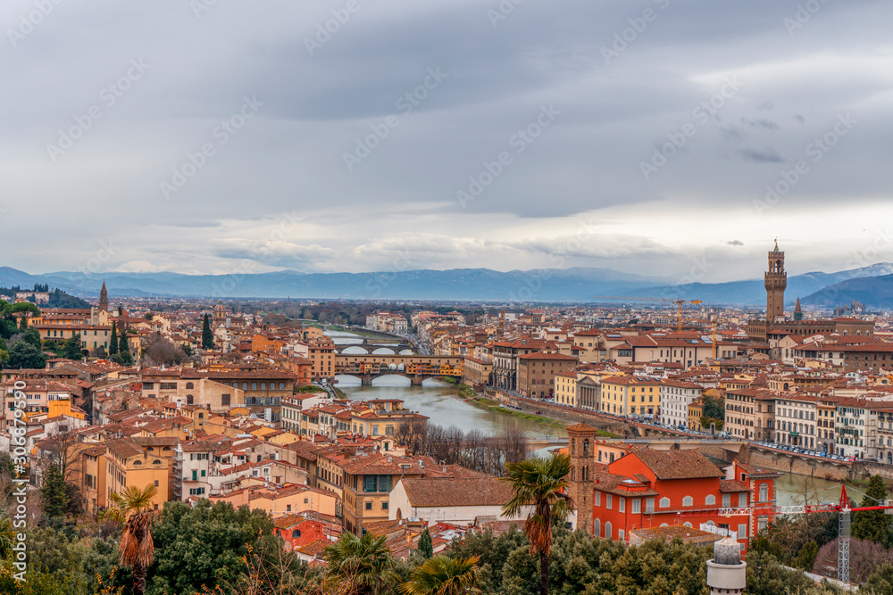 Italy. Top view of the old city of Florence
