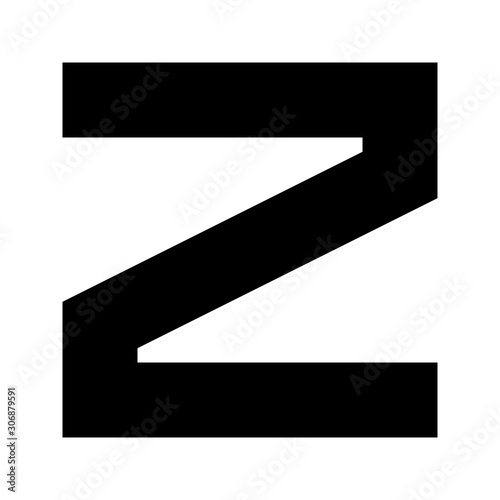 Letters and numbers - simple square font - black letter Z - vector