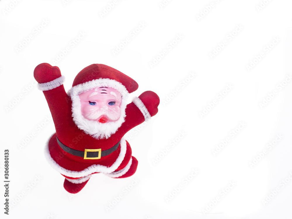 Santa Claus's Toy red suit and hourglass, counting the last minutes of the old year. Isolate