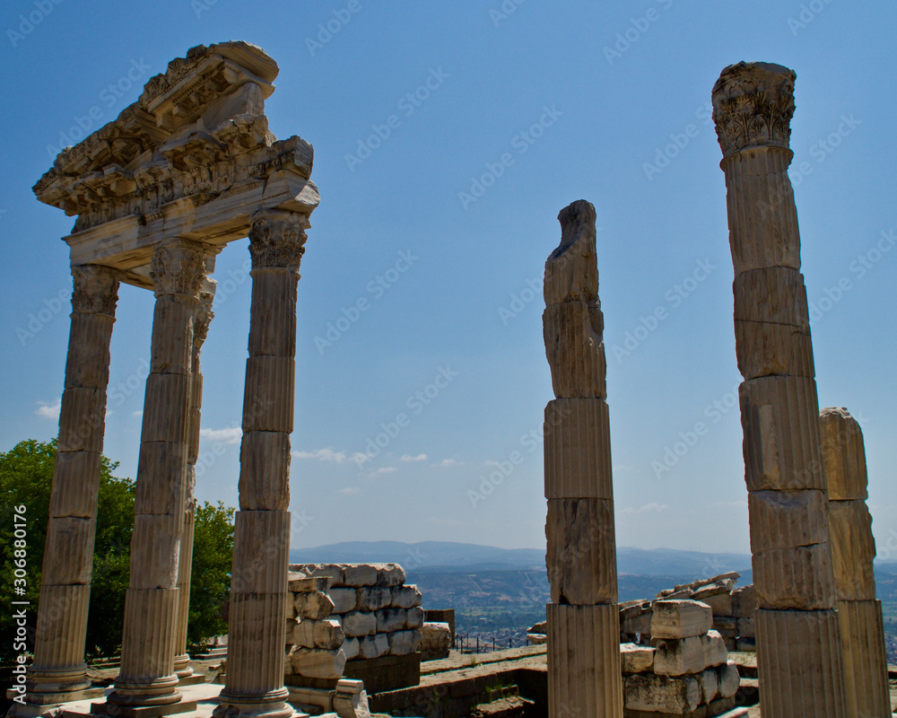 Acropolis of Pergamon and Trajan temple. UNESCO World Heritage List. Ancient city of Pergamon, Bergama, İzmir.