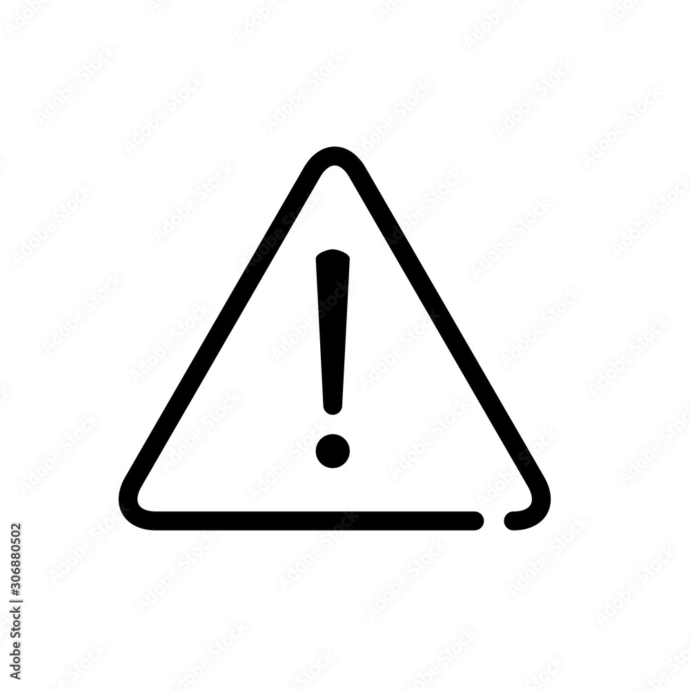 Señal de advertencia de peligro. Icono plano lineal señal triángulo con aviso de peligro en color negro