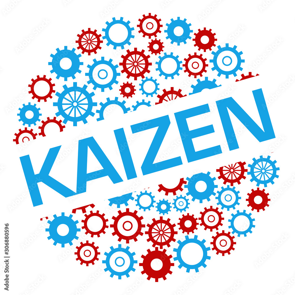 Kaizen Red Blue Gears Circular Badge Style 