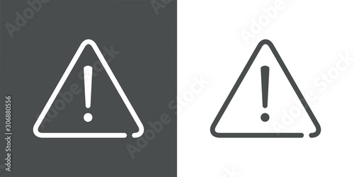 Señal de advertencia de peligro. Icono plano lineal señal triángulo con aviso de peligro en fondo gris y fondo blanco