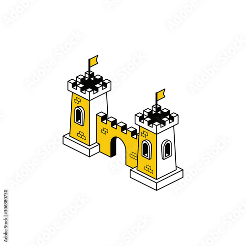 Fortress Safe Wall. Vector 3d isometric, color web icon, new flat style. Creative illustration design, idea for infographics.
