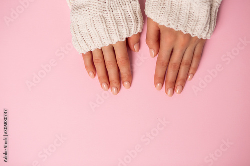 Beautiful woman's nails with manicure