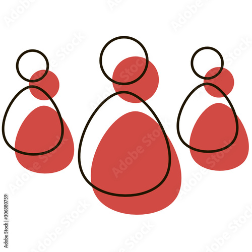 Team members with red shadow icon. Teamwork. Vector illustration for web, graphic design, ui, application logo. Isolated on white background.