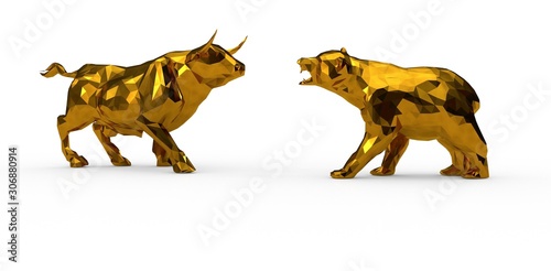 bull and bear market stock 3d