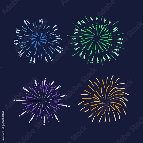 Illustration of Monochrome Fireworks Set