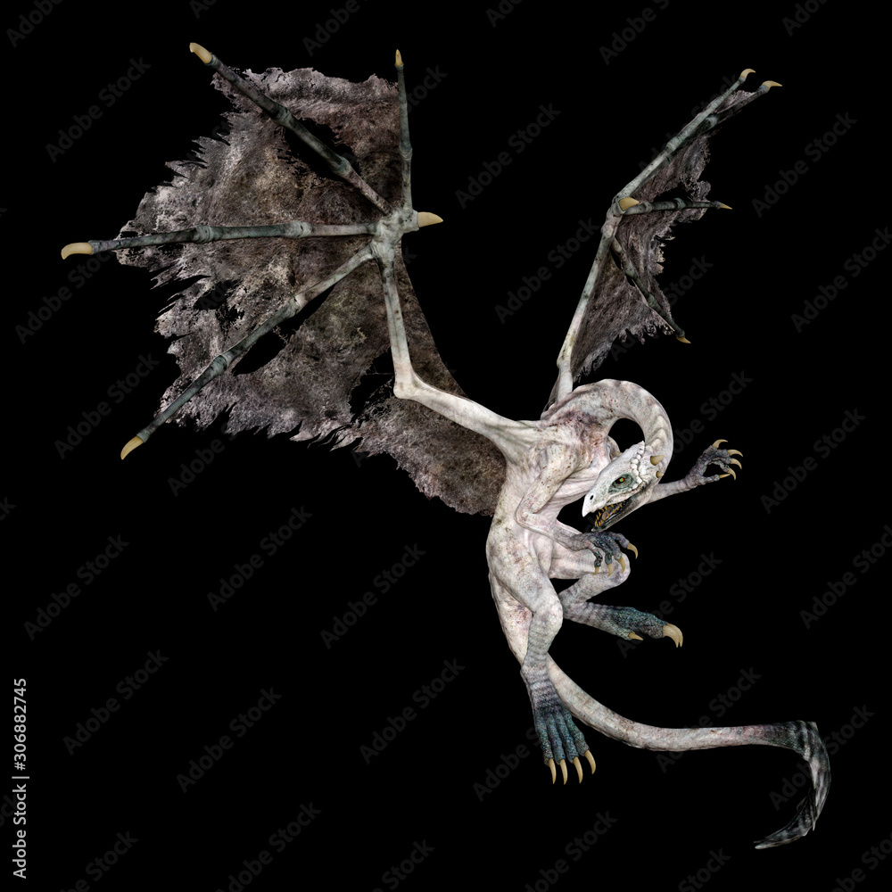 Fototapeta premium 3D Rendering Fairy Tale Dragon on Black