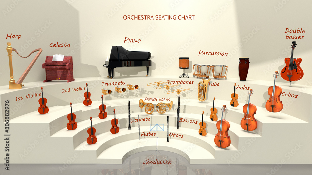 Orchestra Seating Chart Musical Instrument Positions Rendering Stock Ilration Adobe