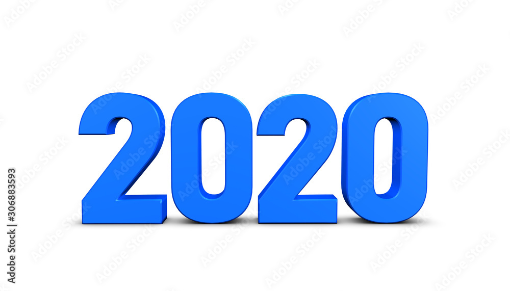 2020 - Blue 3D Illustration - Isolated On White Background 2020 - Blue 3D Illustration - Isolated On White Background