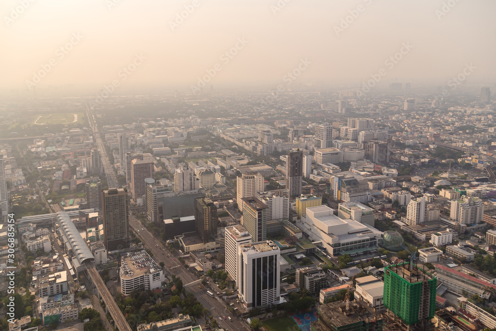 Aerial view of Bangkok, Thailand.