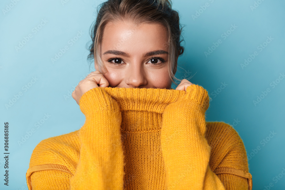Portrait of beautiful happy woman looking at camera Portrait of beautiful happy woman looking at camera