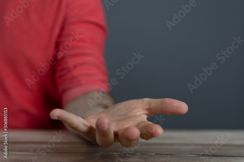 Businessman without head holding something without theme.