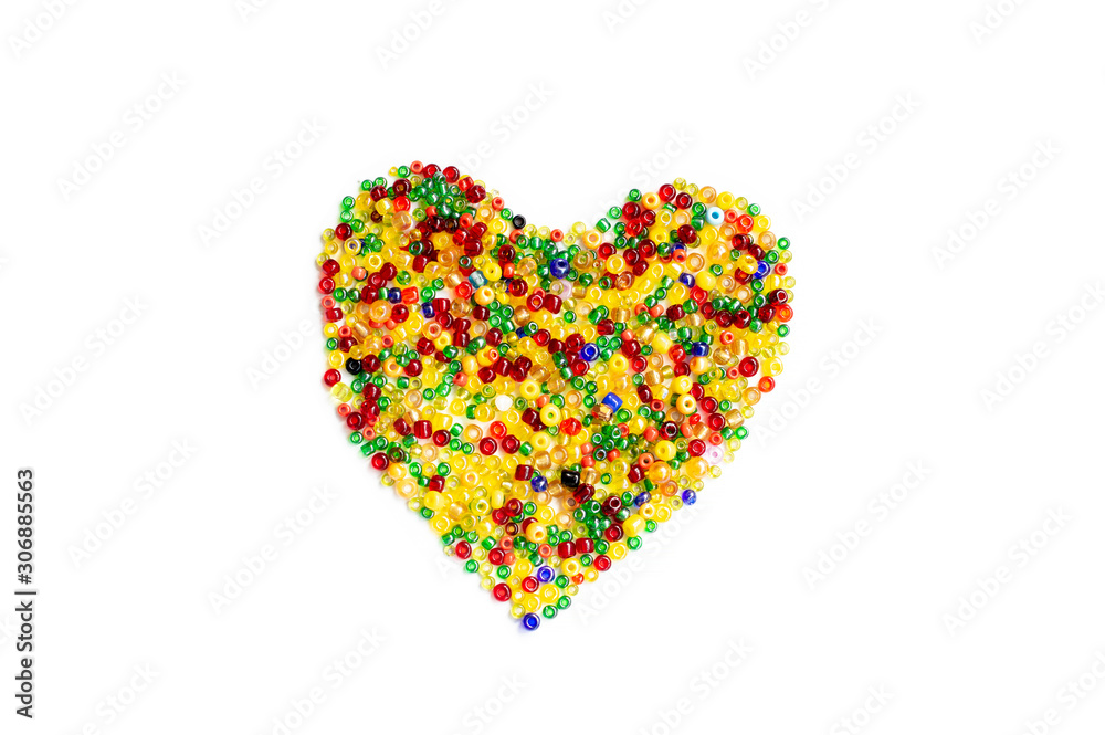 Heart made of colored beads isolate. Valentines day greeting card Heart made of colored beads isolate. Valentines day greeting card