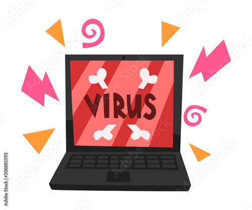 Virus Attacking the Laptop Vector Illustrated Concept