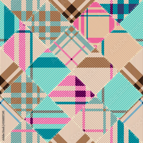Patchwork textile pattern. Seamless quilting design background.