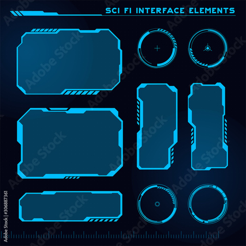 Set of Sci Fi Modern User Interface Elements. Futuristic Abstract HUD. Good for game UI. Vector Illustration EPS10